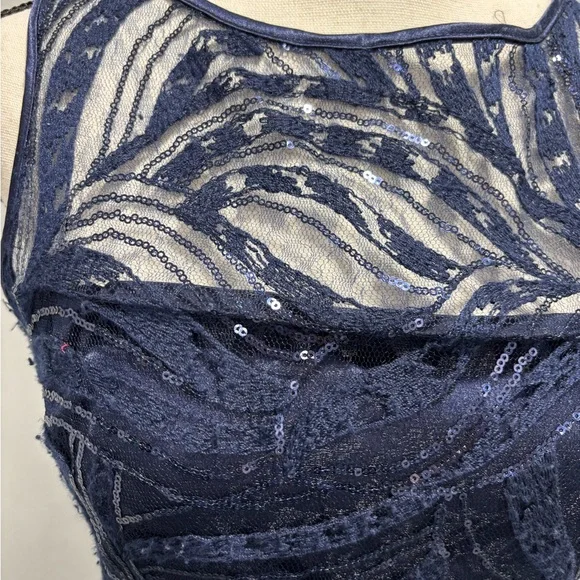 TAHARI ASL Women's Embroidered Sequined Illusion Gown - Picture 3 of 7